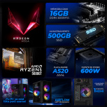 Computadora Xtreme PC Gaming CM-05763, AMD Ryzen 5 5600G, 16GB, 500GB SSD, Wi-Fi, Windows 10 Prueba - Imagen adicional 4
