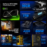 Computadora Gamer Xtreme PC Gaming CM-80132, AMD Ryzen 7 5700X, NVIDIA GeForce RTX 5060, 16GB, 1TB SSD, Wi-Fi, Windows 11 Prueba - Imagen adicional 3