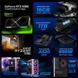 Computadora Gamer Xtreme PC Gaming CM-80133, AMD Ryzen 7 5700X, NVIDIA GeForce RTX 5060, 16GB, 1TB SSD, Wi-Fi, Windows 11 Prueba - Imagen adicional 4