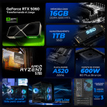 Computadora Gamer Xtreme PC Gaming CM-80136, AMD Ryzen 7 5700, NVIDIA GeForce RTX 5060, 16GB, 1TB SSD, Wi-Fi, Windows 11 Prueba + Teclado/Mouse/Monitor de 32" - Imagen adicional 3