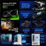 Computadora Gamer Xtreme PC Gaming CM-05845, AMD Ryzen 7 5700, NVIDIA GeForce RTX 5050, 32GB, 1TB SSD, Wi-Fi, Windows 10 Prueba image