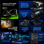 Computadora Gamer Xtreme PC Gaming XTPCR732GB5060MCHB, AMD Ryzen 7 5700, NVIDIA GeForce RTX 5060, 32GB, 1TB SSD, Wi-Fi, Windows 11 Prueba + Teclado/Mouse/Monitor de 27" - Imagen adicional 4