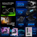 Computadora Gamer Xtreme PC Gaming CM-05884, AMD Ryzen 7 5700, NVIDIA GeForce RTX 5060, 32GB, 1TB SSD, Wi-Fi, Windows 11 Prueba + Teclado/Mouse/Monitor de 27" - Imagen adicional 3