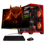 PC Gamer Completa Xtreme PC Gaming NVIDIA GeForce RTX 5060 AMD Ryzen 7 5700 32GB SSD 1TB Monitor Curvo 27 180Hz Sistema Liquido WIFI Crystal Hive Red