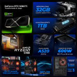 Computadora Gamer Xtreme PC Gaming CM-05896, AMD Ryzen 7 5700X, NVIDIA GeForce RTX 5060 Ti, 32GB, 1TB SSD, Wi-Fi, Windows 11 Prueba - Imagen adicional 4