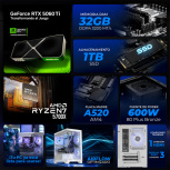 Computadora Gamer Xtreme PC Gaming CM-05897, AMD Ryzen 7 5700X, NVIDIA GeForce RTX 5060 Ti, 32GB, 1TB SSD, Wi-Fi, Windows 11 Home - Imagen adicional 4