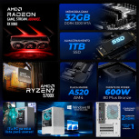 Computadora Gamer Xtreme PC Gaming CM-05850, AMD Ryzen 7 5700X, AMD Radeon RX 9060, 32GB, 1TB SSD, Wi-Fi, Windows 10 Prueba image
