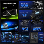 Computadora Gamer Xtreme PC Gaming CM-05908, Intel Core Ultra 5 250K Plus, NVIDIA GeForce RTX 5060, 16GB, 1TB SSD, Wi-Fi, Windows 11 Prueba + Teclado/Mouse/Monitor de 27" - Imagen adicional 3