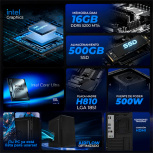 Computadora Xtreme PC Gaming CM-05146, Intel Core Ultra 5 225, 16GB, 500GB SSD, Windows 11 Prueba + Teclado/Mouse/Monitor de 23.8" - Imagen adicional 3