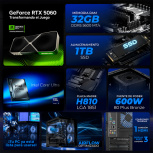 Computadora Gamer Xtreme PC Gaming CM-80128, Intel Core Ultra 5 225F, NVIDIA GeForce RTX 5060, 32GB, 1TB SSD, Wi-Fi, Windows 11 Prueba + Teclado/Mouse/Monitor de 32" - Imagen adicional 4