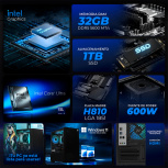 Computadora Xtreme PC Gaming XTPCU532GB5IXEAFB, Intel Core Ultra 5 225, 32GB, 1TB SSD, Wi-Fi, Windows 11 Prueba image