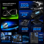 Computadora Gamer Xtreme PC Gaming CM-80126, Intel Core Ultra 9 285, NVIDIA GeForce RTX 5070 Ti, 32GB, 2TB SSD, Windows 11 Prueba + Teclado/Mouse/Monitor de 32" - Imagen adicional 3