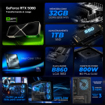 Computadora Gamer Xtreme PC Gaming CM-80125, Intel Core Ultra 9 285, NVIDIA GeForce RTX 5080, 32GB, 1TB SSD, Wi-Fi, Windows 11 Prueba + Teclado/Mouse/Monitor de 32"  - Imagen adicional 4