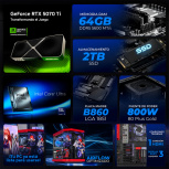 Computadora Gamer Xtreme PC Gaming CM-80124, Intel Core Ultra 9 285K, NVIDIA GeForce RTX 5070 Ti, 64GB, 2TB SSD, Wi-Fi, Windows 11 Prueba image