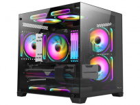 Gabinete Xzeal Panzer II Cubo, Midi-Tower, Micro-ATX, USB 2.0/3.0, sin Fuente, 3 Ventiladores Instalados, Negro - Imagen adicional 1