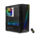 Gabinete Yeyian Crescent Master, Midi-Tower, ATX/Micro-ATX, USB 2.0/3.0, sin Fuente, 3 Ventiladores Instalados, Negro ― Tiene un golpe en la parte superior.