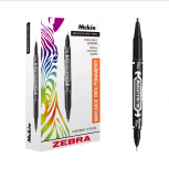 Zebra Marcador Permanente Mckie Doble Punta, Punto Fino/Extra Fino, Negro, 12 Piezas