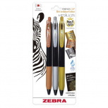 Zebra Bolígrafo Sarasa DecoshineColor Metalicos, Punto Fino de 0.5mm, Paquete de 3 Piezas, Varios Colores