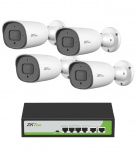 ZKTeco Kit de Vigilancia PE042-55-C de 4 Cámaras IP Bullet y 4 Canales, con Grabadora