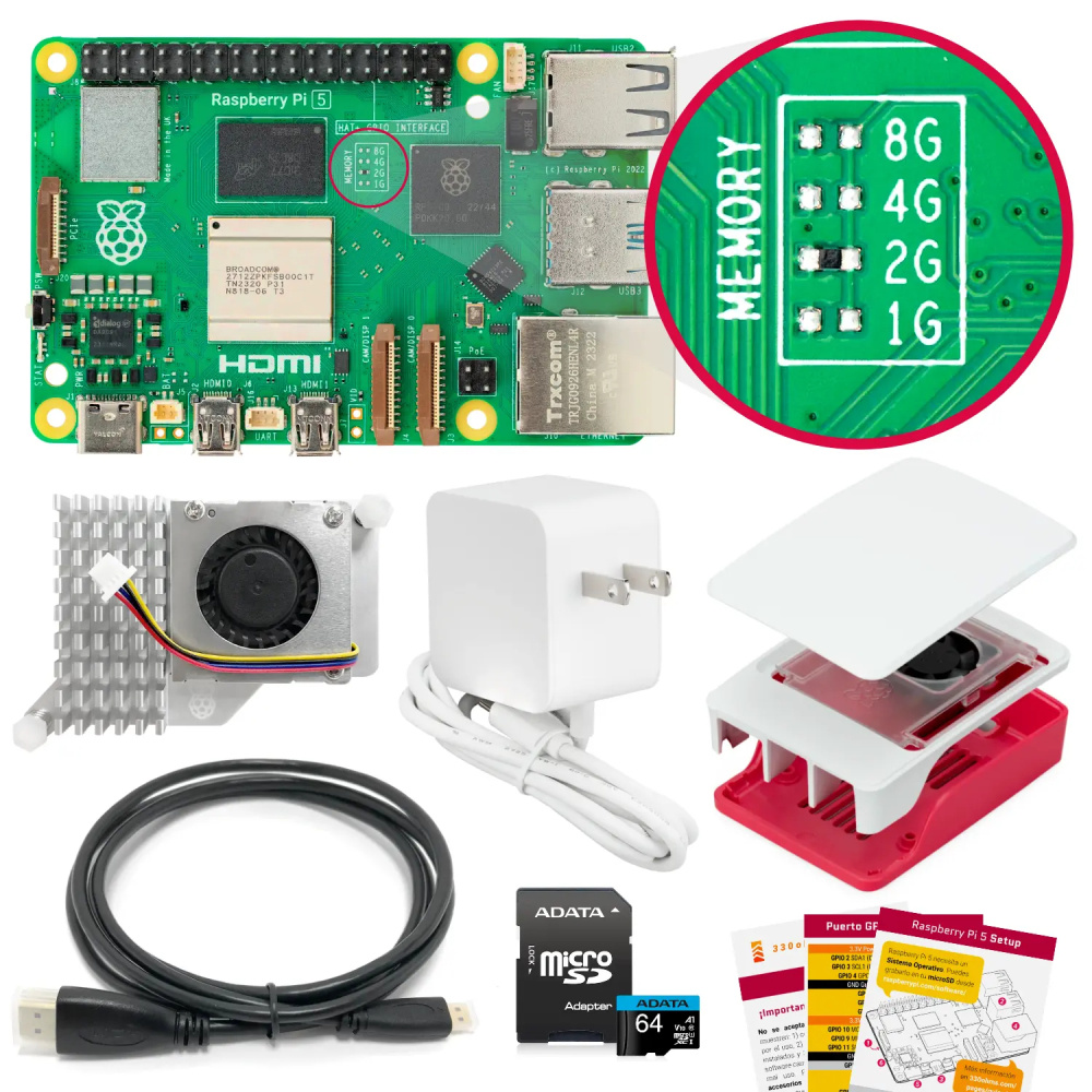 330ohms Placa de Desarrollo Kit Raspberry Pi 5, 2GB, Wi-Fi, Bluetooth ...