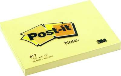 3M Nota Adhesiva de 3'' x 4", 1 Block de 100 Hojas, Amarillo