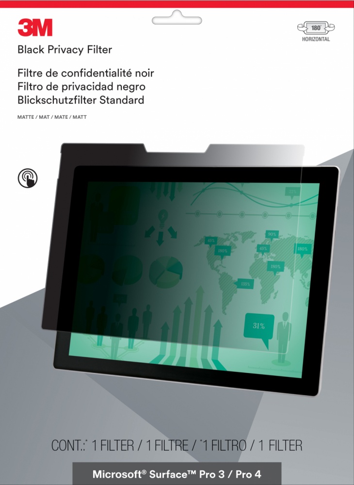 3M Filtro de Privacidad para Tablet Microsoft Surface 12.3", Negro