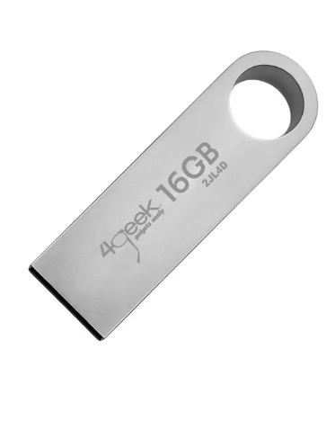 Memoria USB 4Geek 4GMUSB6170620, 16GB, USB-A 2.0, Lectura 20MB/s, Plata