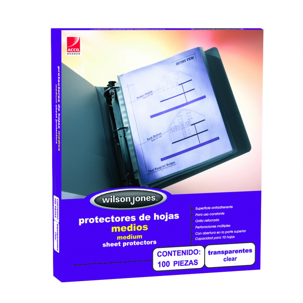 Acco Wilson Jones Protector de Hojas 572, Paquete de 100 Piezas de Tamaño Carta, Transparente