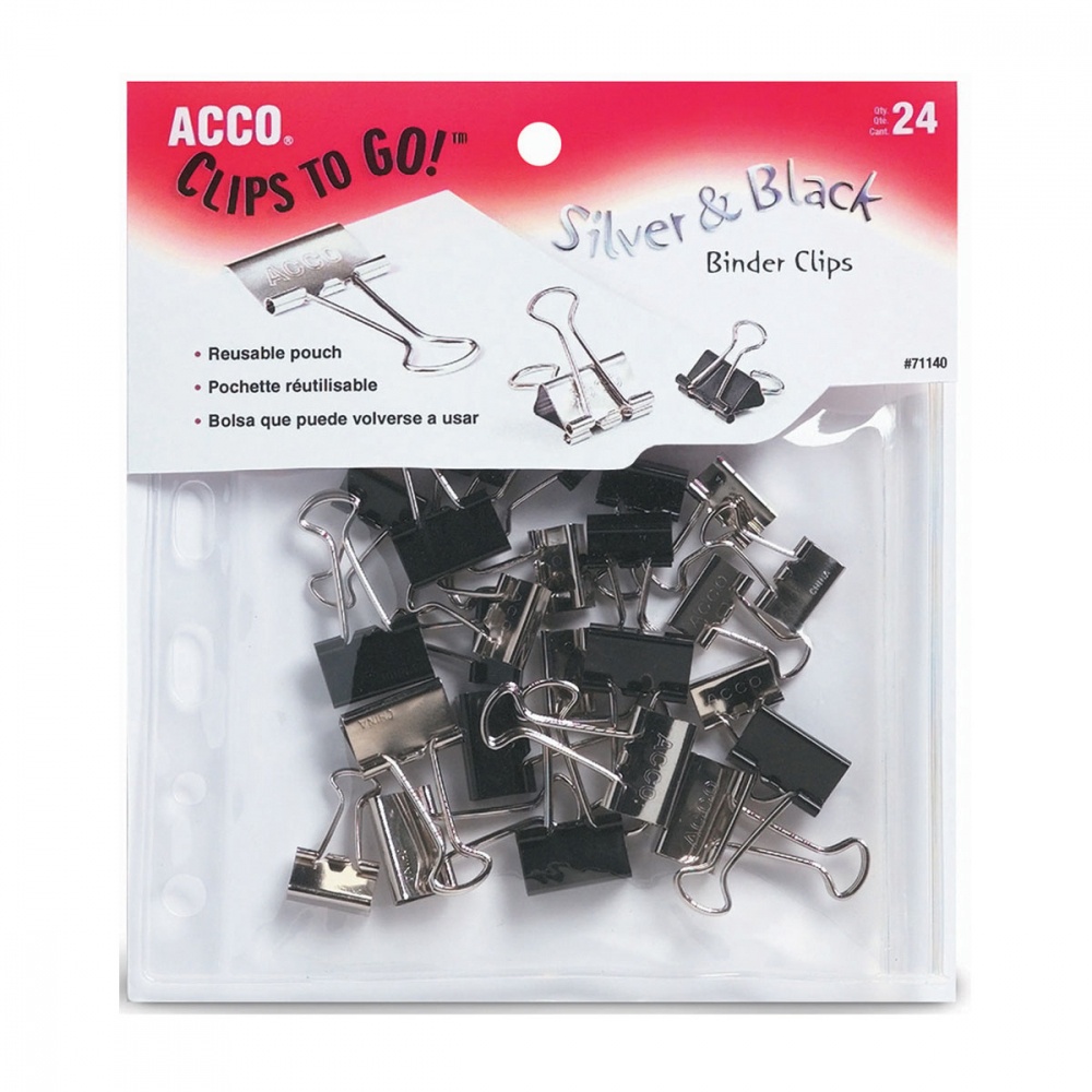 Acco Sujetadocumentos Chico P2462, Caja con 12 Piezas, Negro