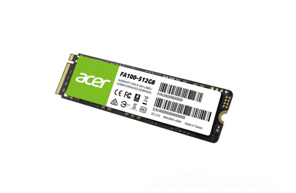 SSD Acer FA100 NVMe, 512GB, M.2, 2700 MB/s Escritura, 3000 MB/s Lectura, PCI Express 3.0