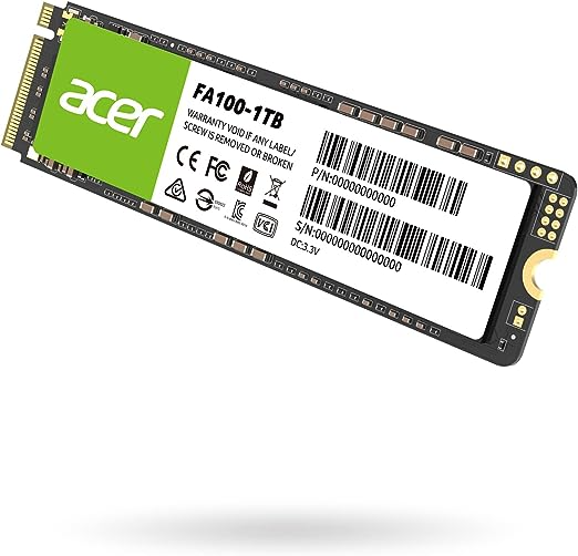 SSD Acer FA100 NVMe, 1TB, M.2, 2700 MB/s Escritura, 3300 MB/s Lectura, PCI Express 3.0 