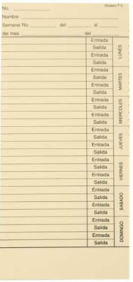 Acroprint Tarjeta Checadora T-5, Semanal, Impresión Lado Izquierdo, 1000 Piezas, Beige