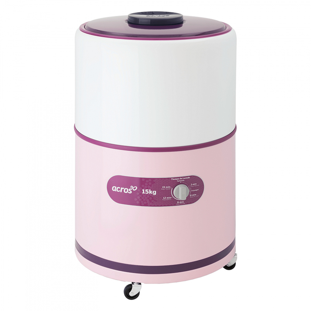 Acros Lavadora Redonda ALF1551ER, 15kg, 5 Programas de Lavado, Rosa/Blanco