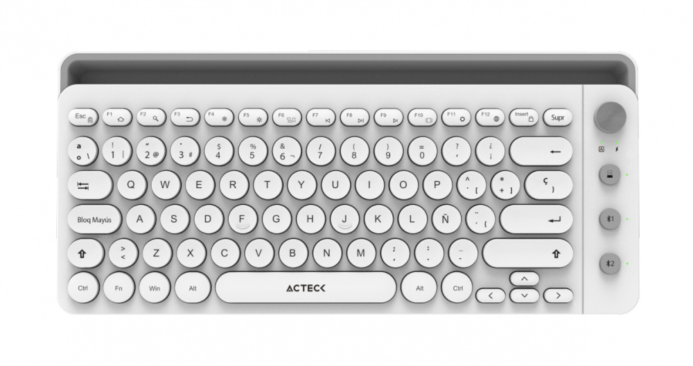 Teclado Acteck Uny Comp Ti685, Inalámbrico, Bluetooth, Blanco (Español)