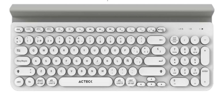 Teclado Acteck Inspire Comp TI695, Inalámbrico, Bluetooth/USB, Blanco/Gris (Español)