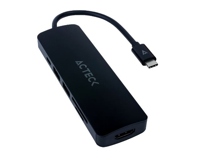 Acteck Hub USB C 3.2 Macho - 1x USB A 3.0, 1x USB A 2.0, 1x SD, 1x HDMI, Negro