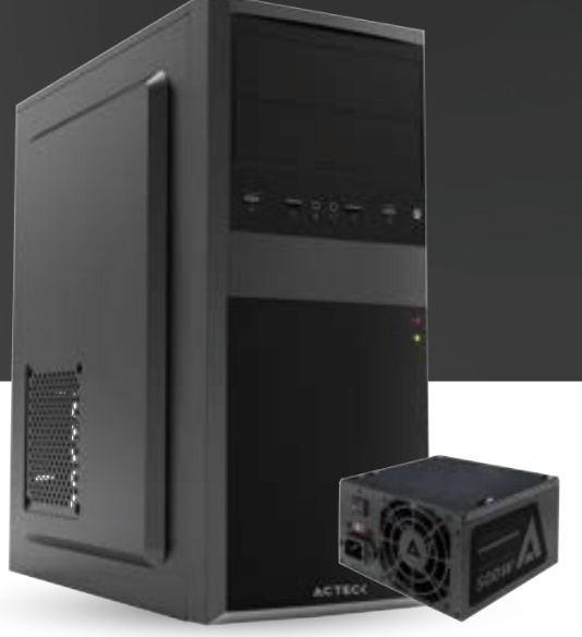 Gabinete Acteck Kiruna II GM420, Midi-Tower, ATX/Micro-ATX/Mini-ITX, USB 2.0, con Fuente de 500W, sin Ventiladores Instalados, Negro