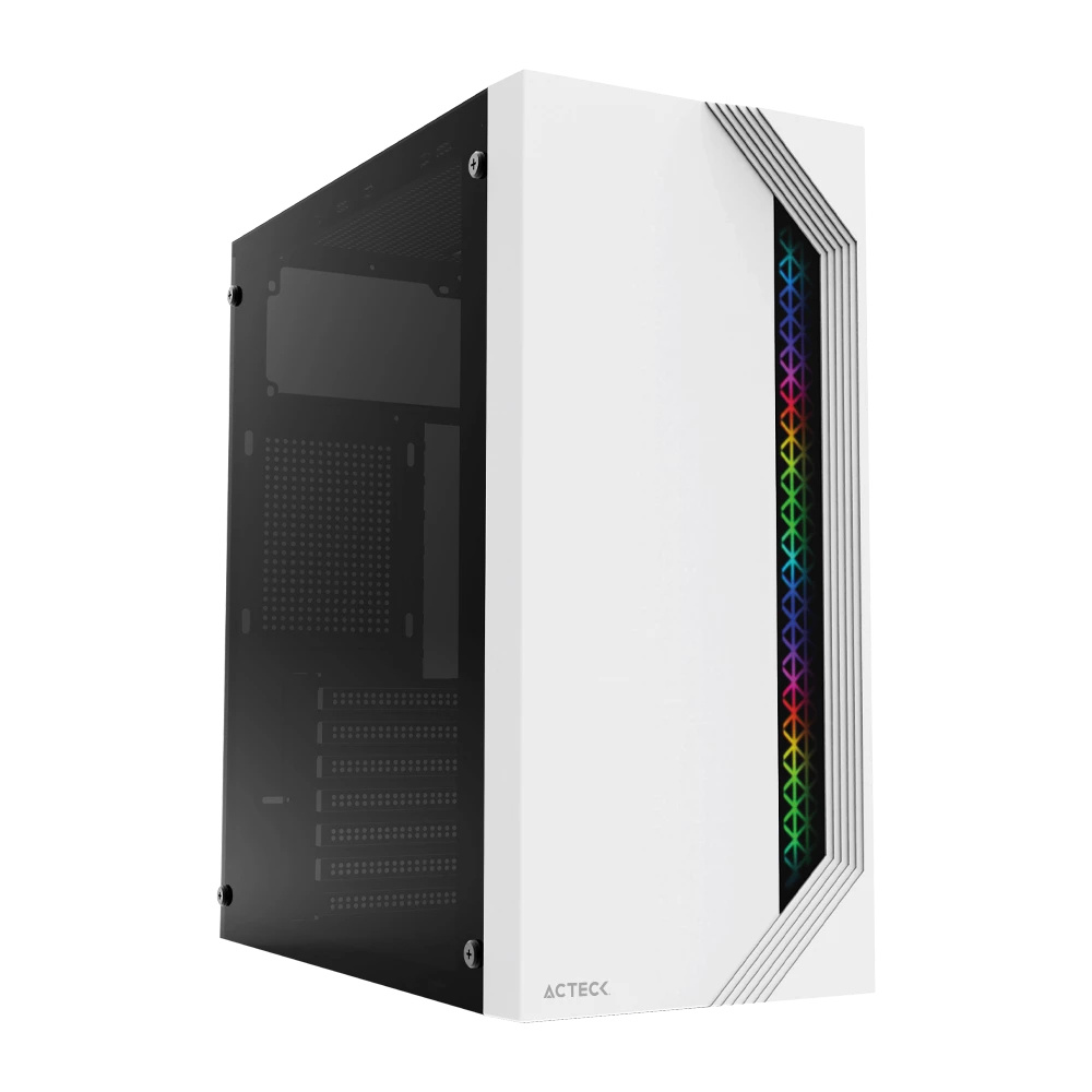 Gabinete Acteck Viken GM434, Midi-Tower, ATX/Micro-ATX/Mini-ITX, USB 2.0, con Fuente de 500W, sin Ventiladores Instalados, Negro/Blanco