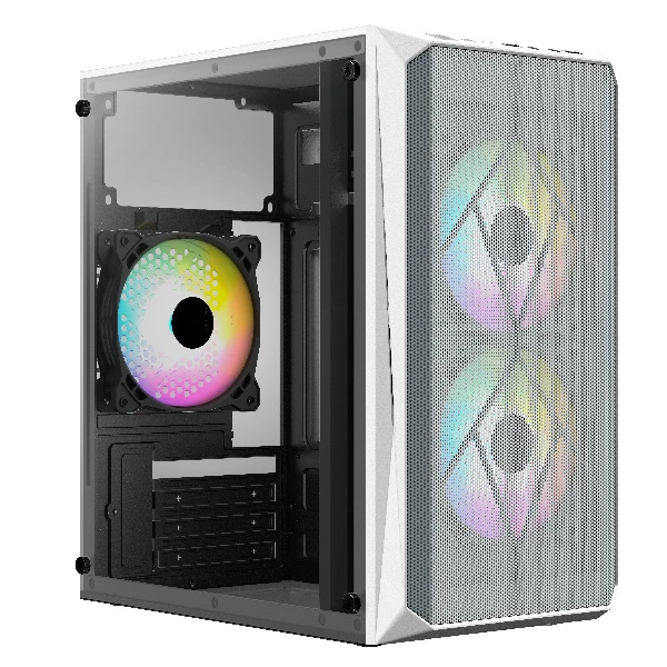 Gabinete Acteck Doom GI630, Micro-Tower, Micro-ATX/Mini-ITX, USB 2.0/3.0, con Fuente de 500W, 3 Ventiladores Instalados, Blanco