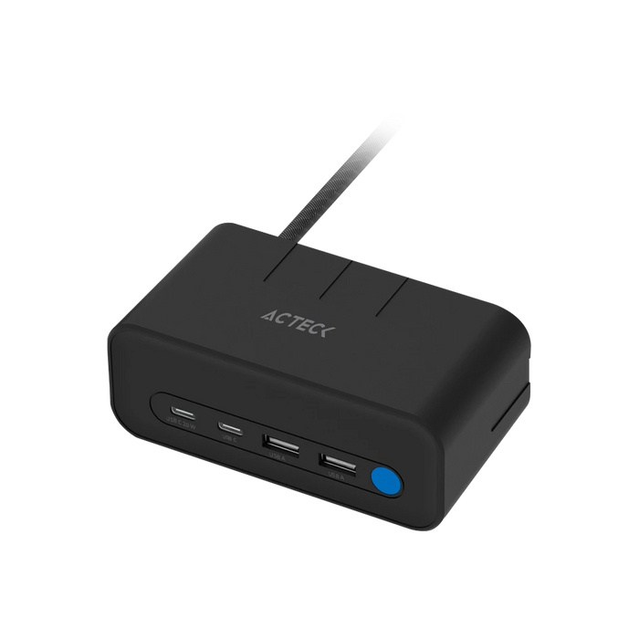 Acteck Extensión Energon Mate CE676, 3 Contactos + 2x USB-A + 2x USB-C, 125V, 1.85 Metros, Negro