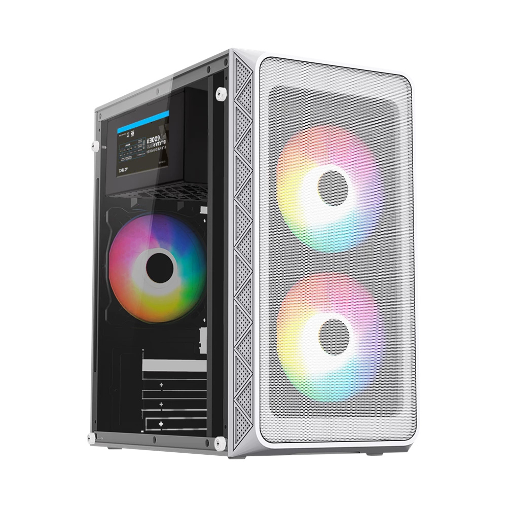 Gabinete Acteck Doom Pro Mesh GI730M, Mini-Tower, Micro-ATX/Mini-ITX, USB 2.0/3.0, con Fuente de 600W, 3 Ventiladores Instalados, Blanco