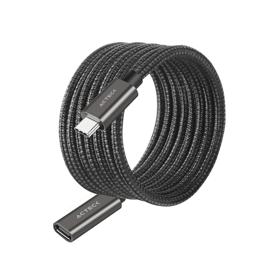 Acteck Cable USB-C Hembra - USB-C Macho, 60cm