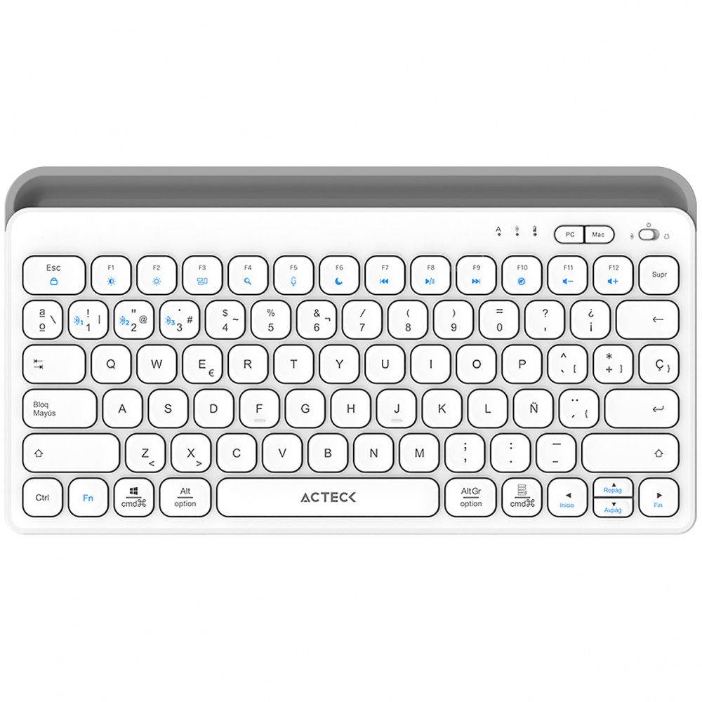 Teclado Acteck Inspire Trek TI737 65%, Inalámbrico, RF Inalámbrico/Bluetooth, Blanco, Español