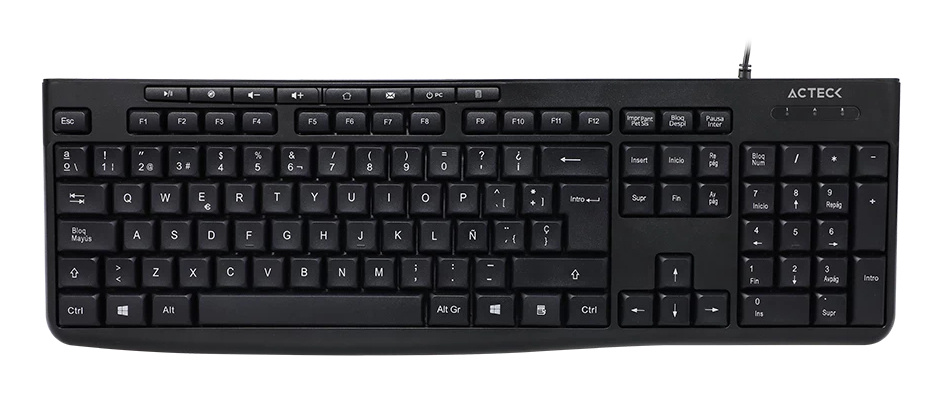 Teclado Acteck Inspire Prime TA222, Alámbrico, USB, Negro, Español