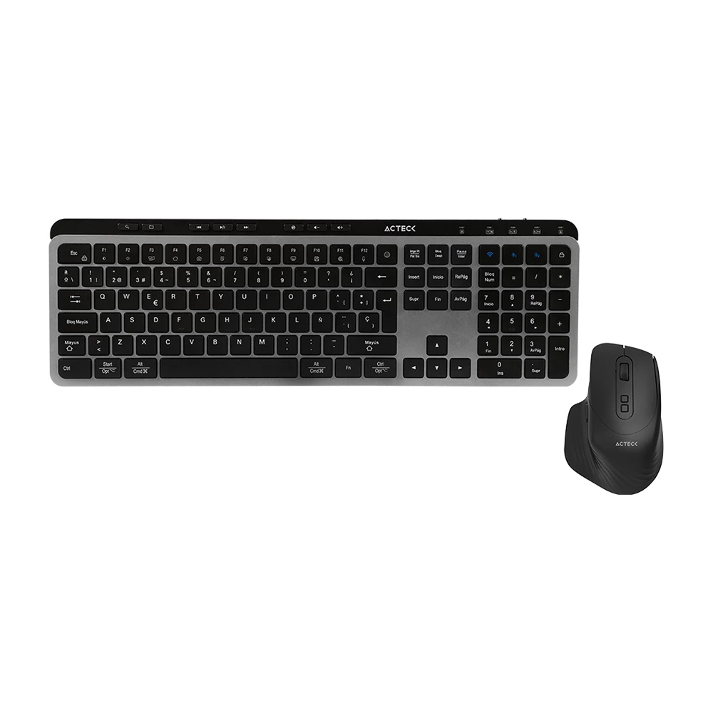 Kit de Teclado y Mouse Acteck Creator Krea MK755, Inalámbrico, RF Inalámbrico/Bluetooth, Negro, Español