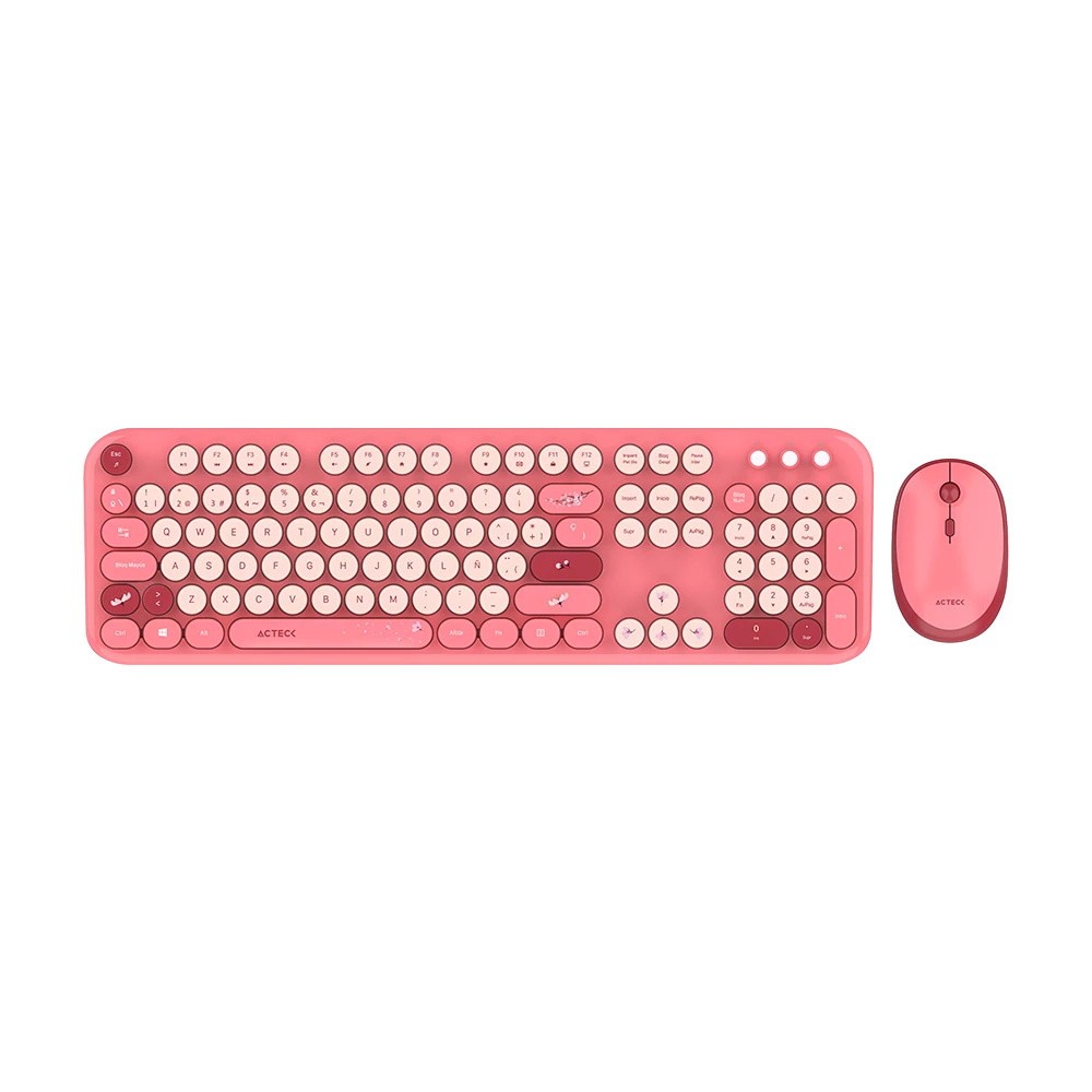 Kit de Teclado y Mouse Acteck Creator Chic K- Colors MK485, Inalámbrico, RF Inalámbrico, Rosa, Español