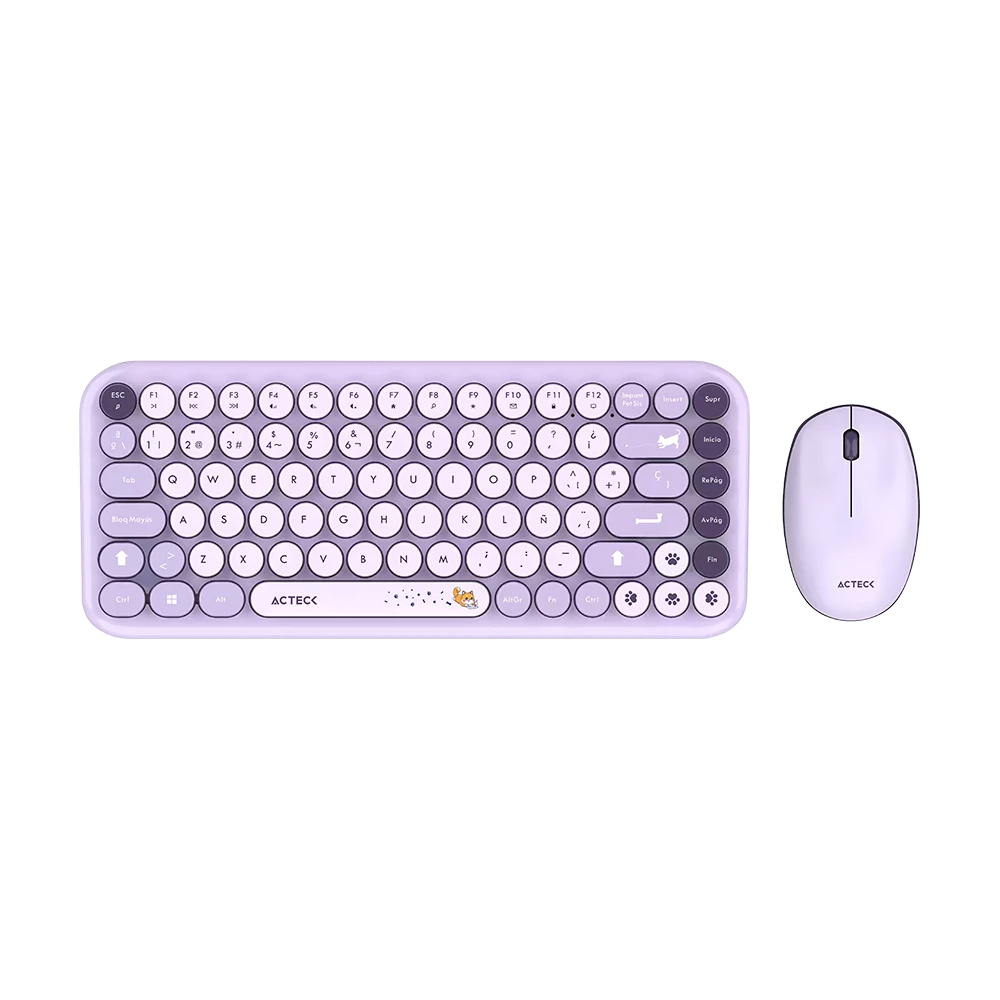 Kit de Teclado y Mouse Acteck Creator Chic K- Colors MK480, Inalámbrico, RF Inalámbrico, Morado, Español