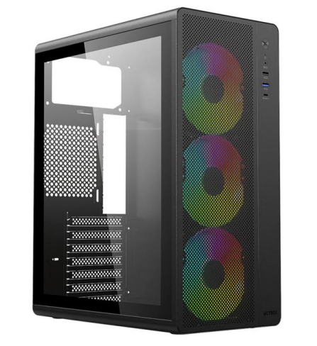 Gabinete Acteck Essen Pro X GM767, Midi-Tower, ATX/Micro-ATX, USB 2.0/3.0, sin Fuente, 3 Ventiladores Instalados, Negro