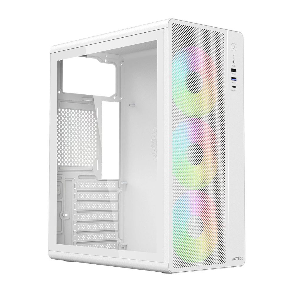 Gabinete Acteck Essen Pro X GM767, Midi-Tower, ATX/Micro-ATX/Mini-ITX, USB 2.0/3.0, sin Fuente, 4 Ventiladores Instalados, Blanco