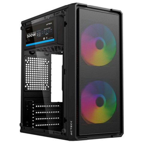 Gabinete Acteck GI75OM, Mini-Tower, Micro-ATX/Mini-ITX, USB 2.0, con Fuente de 500W, 3 Ventiladores Instalados, Negro